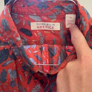 Perry Ellis collard shirt.  Leaves.  Fall.